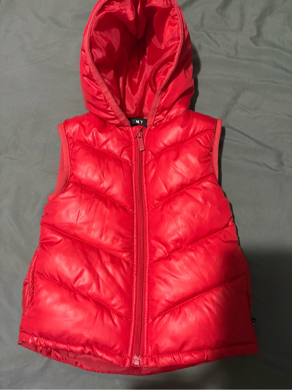 DKNY Kids Red Hooded Puffer Vest
